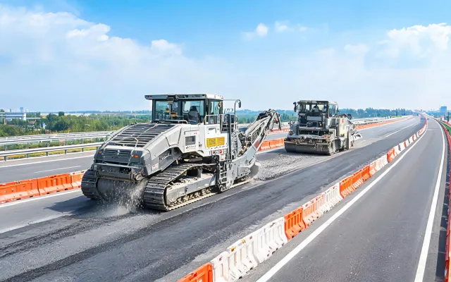 Milling train and reclaimer on highway corridor